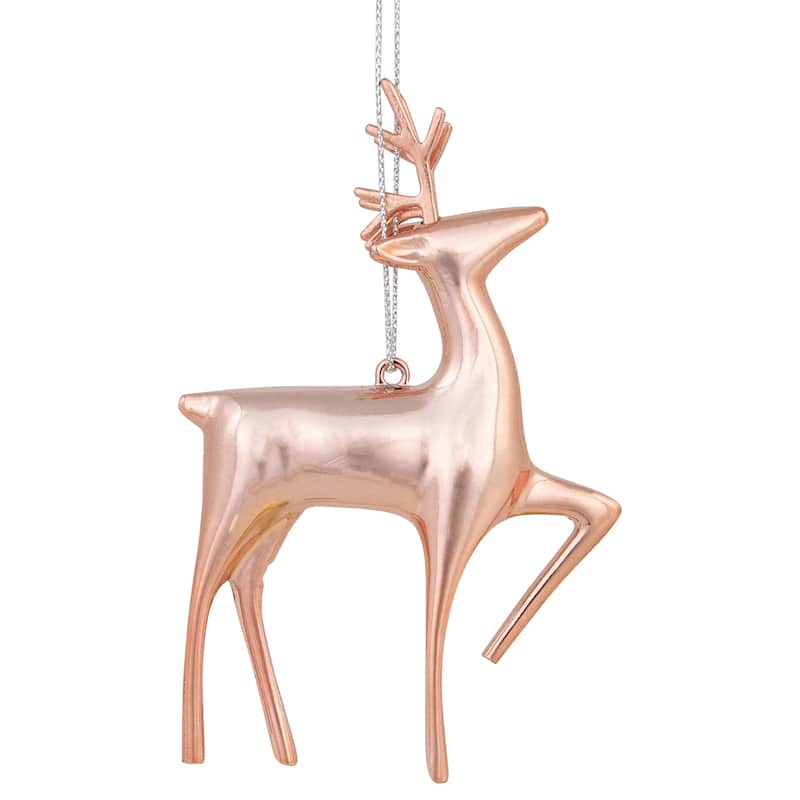 Shiny Reindeer Christmas Ornament - 4.75" - Rose Gold