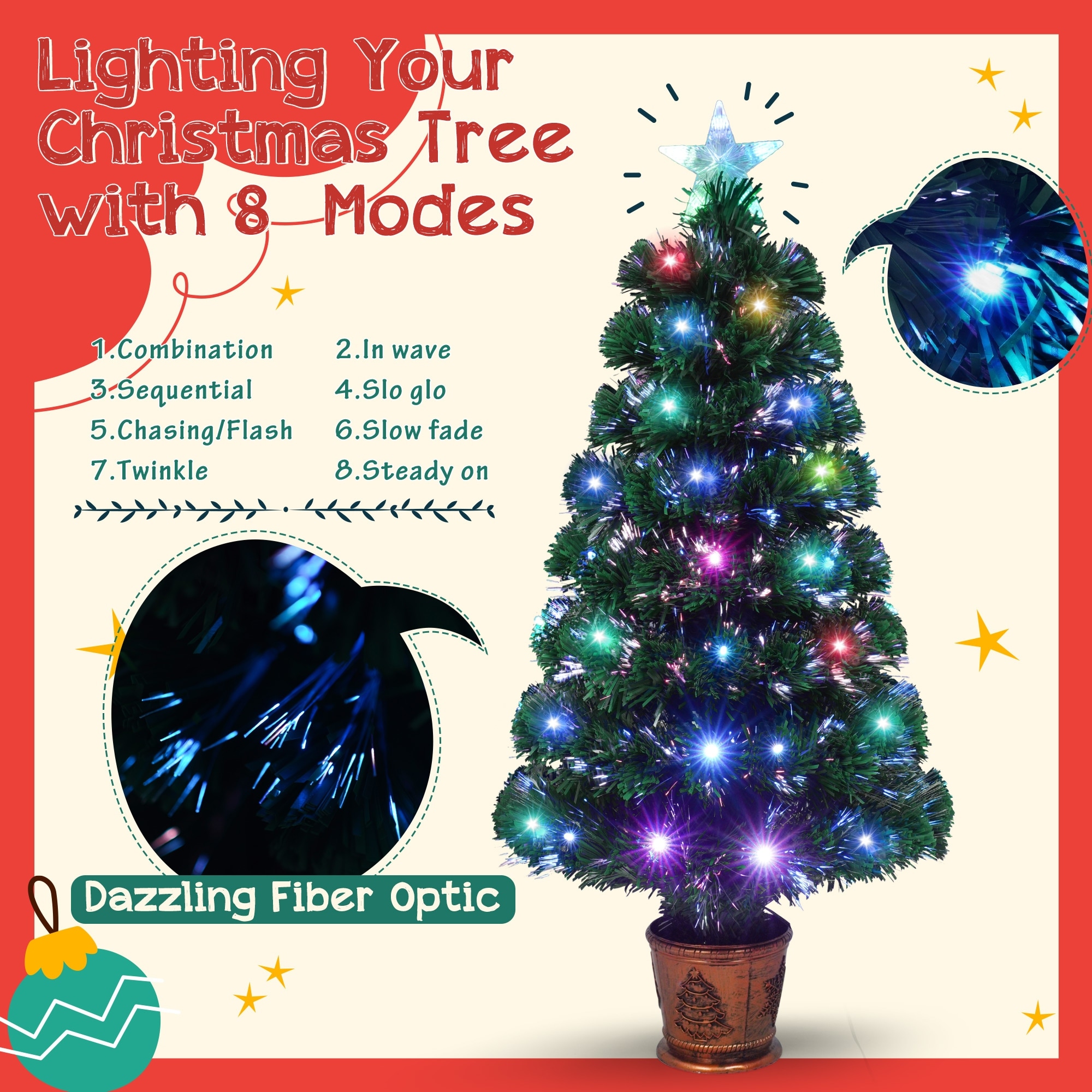 3 4 Foot Fiber Optic Christmas Trees