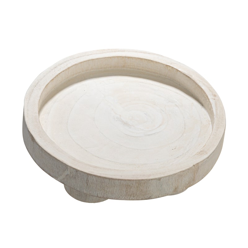 Paulownia Wood Pedestal Tray - 11.8"L x 11.8"W x 3.5"H
