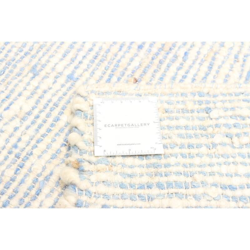 ECARPETGALLERY Braid weave Sienna Light Blue Wool Rug - 5'0 x 8'1