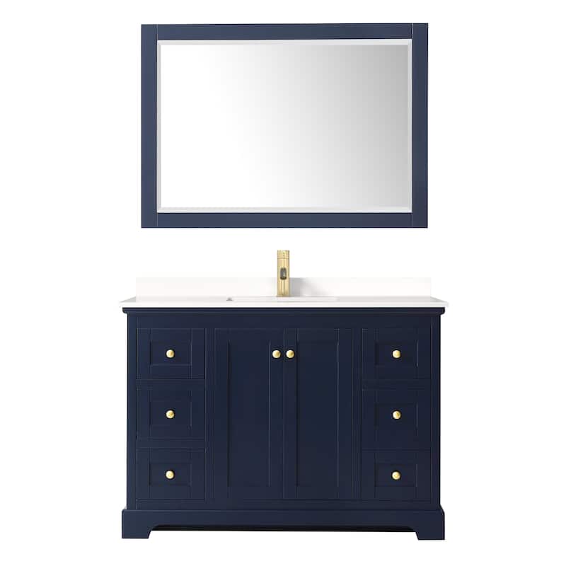 Avery 48-inch Single Vanity, Quartz Top, 46-inch Mirror