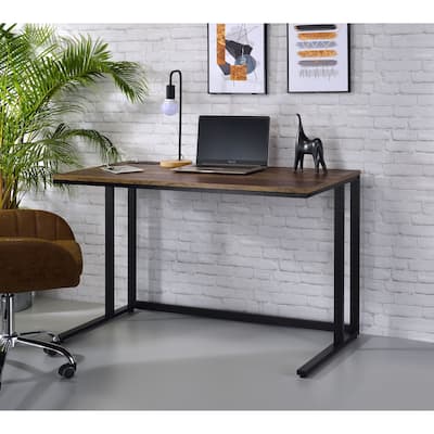 Tyrese Walnut & Black Finish Writing Desk W/USB