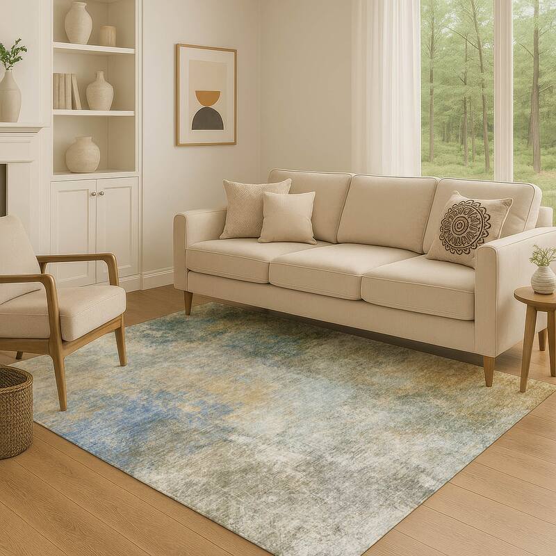 Premium Washable Super Soft Ombre Solid Mayfield Rug - Khaki - 9' x 12'