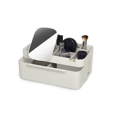 Joseph Joseph Viva Large Makeup Cosmetic Organizer with Removable Mirror - Shell