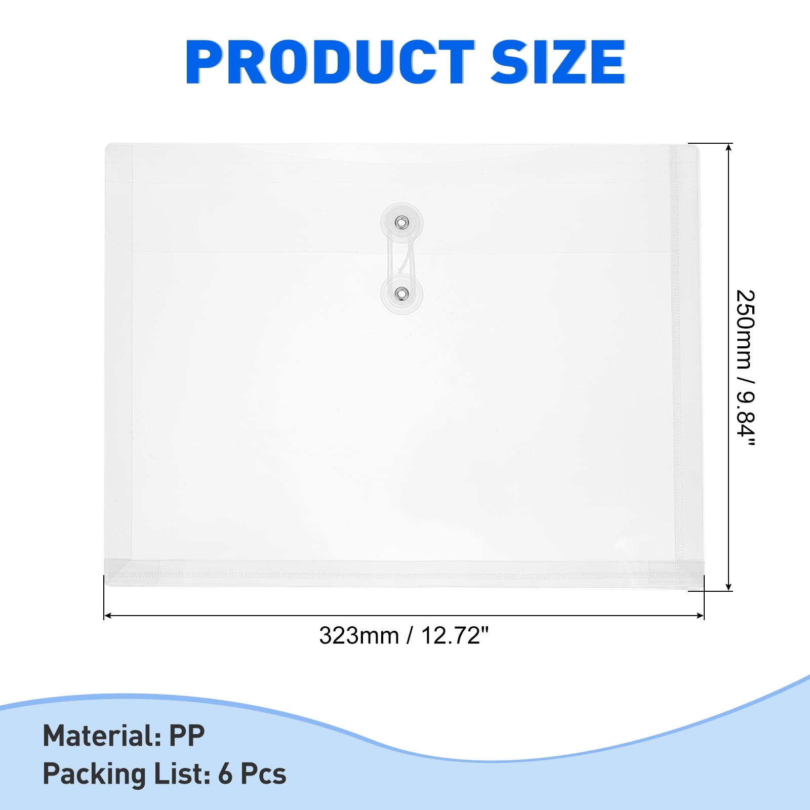 Plastic Envelopes with Button String Tie Closure, Letter A4 Size File Document Folders Envelopes for Home Work Office