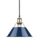 preview thumbnail 1 of 9, Golden Lighting Orwell Single Light 10" Wide Pendant in Aged Brass Aged Brass with Navy Shades