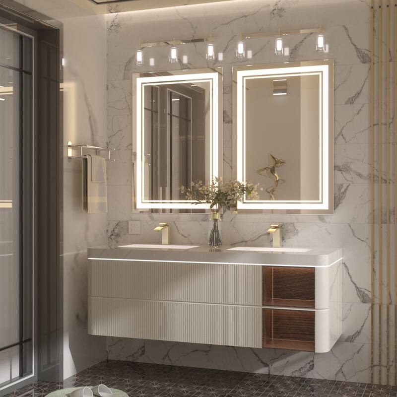 Keonjinn LED Front Light Bathroom Vanity Wall Mirror, 3 Color Temperatures, Anti-fog