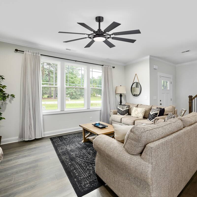 52" Reversible 8-Blade LED Ceiling Fan with Light and Remote