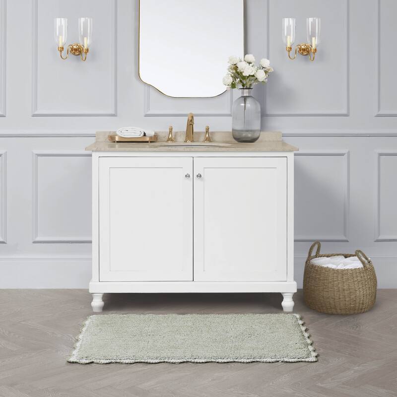 Laura Ashley Heathered Crochet Border Bath Rug