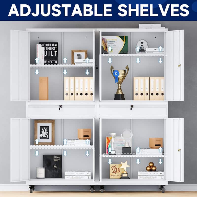 Steel Garage Storage Cabinet Rolling Tool Storage Cabinet with Adjustable Shelves