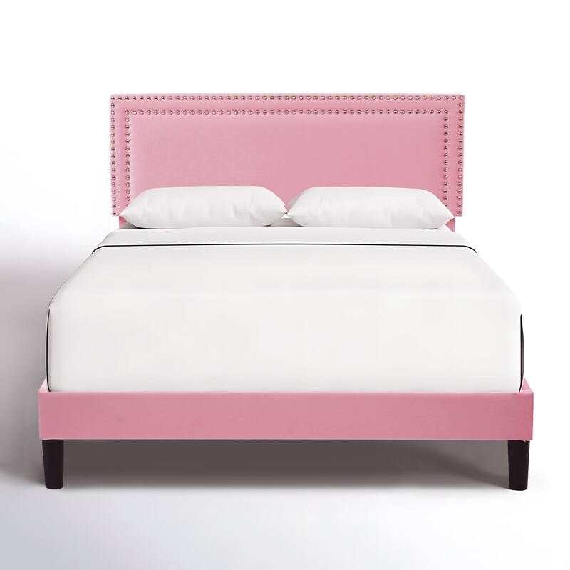 VECELO Upholstered Bed Frames with Height Adjustable Headboard