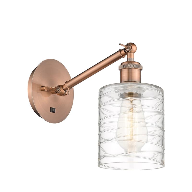 Innovations Lighting 317-1W-13-6 Cobbleskill Sconce Cobbleskill 13" - Antique Copper / Deco Swirl