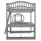 preview thumbnail 11 of 16, Gray Full Size Loft Bed with U-shaped Desk,Solid Wood Bed with Tri-fold Mirror and Shelves