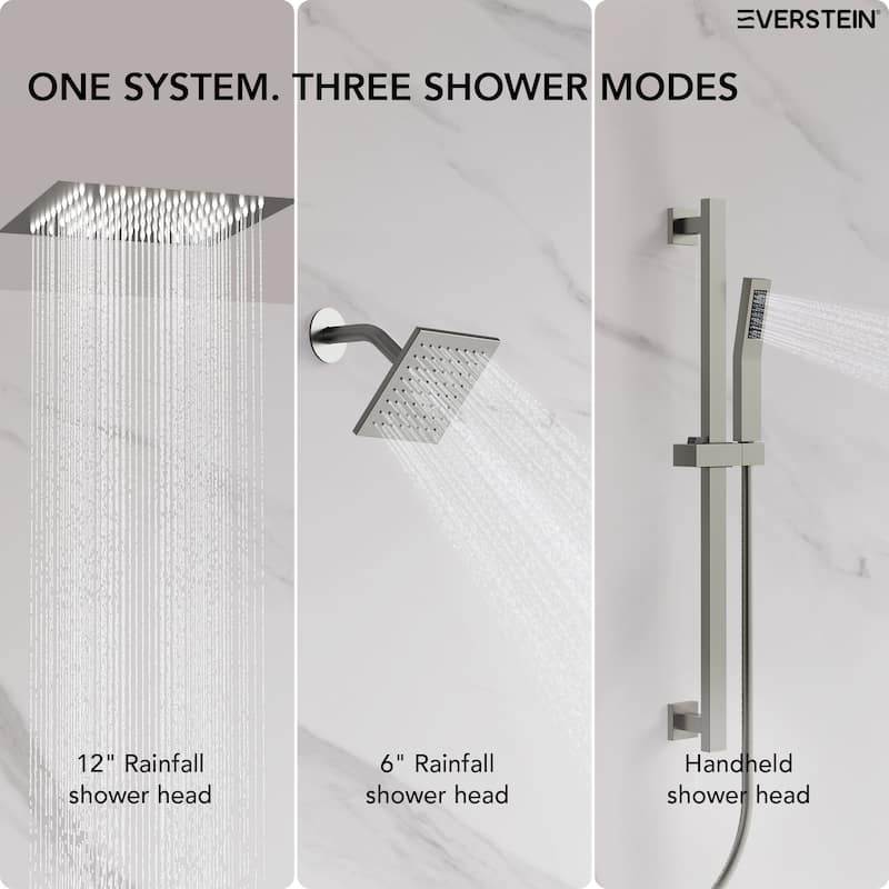 Celling Mounted 12 in. Rainfall LED Shower System with 6 in. Shower Head Handheld Shower Faucet Set