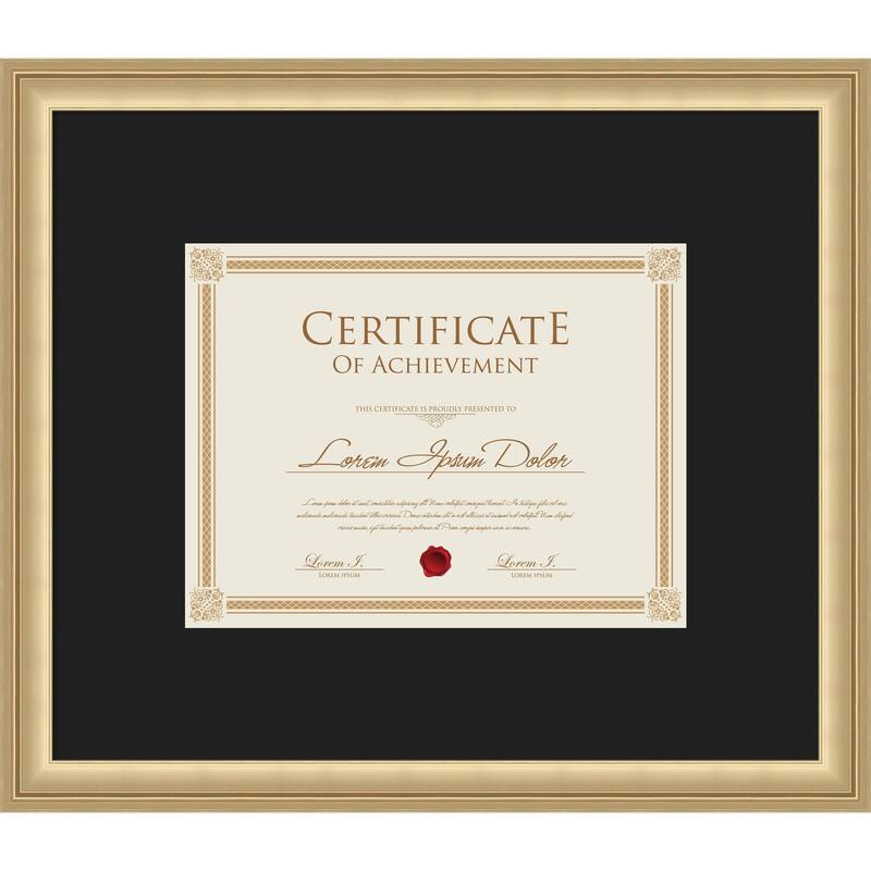 Florence Gold Framed Picture Frame, Photo Frame - 17x14.5 Matted Black 11x9 - Florence Gold