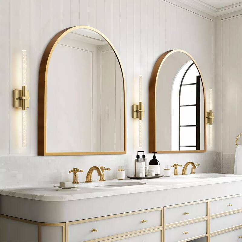 1-Light Modern Linear Black/Gold Integrated LED 3000K Warm Light Bathroom Vanity Light Bar - 4.3 in. W x 27.5 in. H x 3.7 in. D