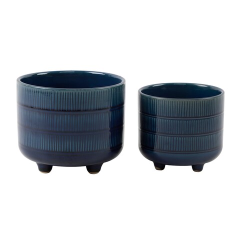 6" & 4.75" Barcode Footed Ceramic,Set Of 2