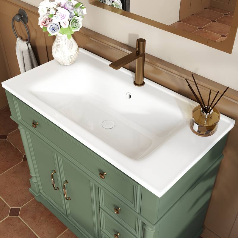 28-36 inch Transitional Single Bathroom Vanity with Ceramic Sink