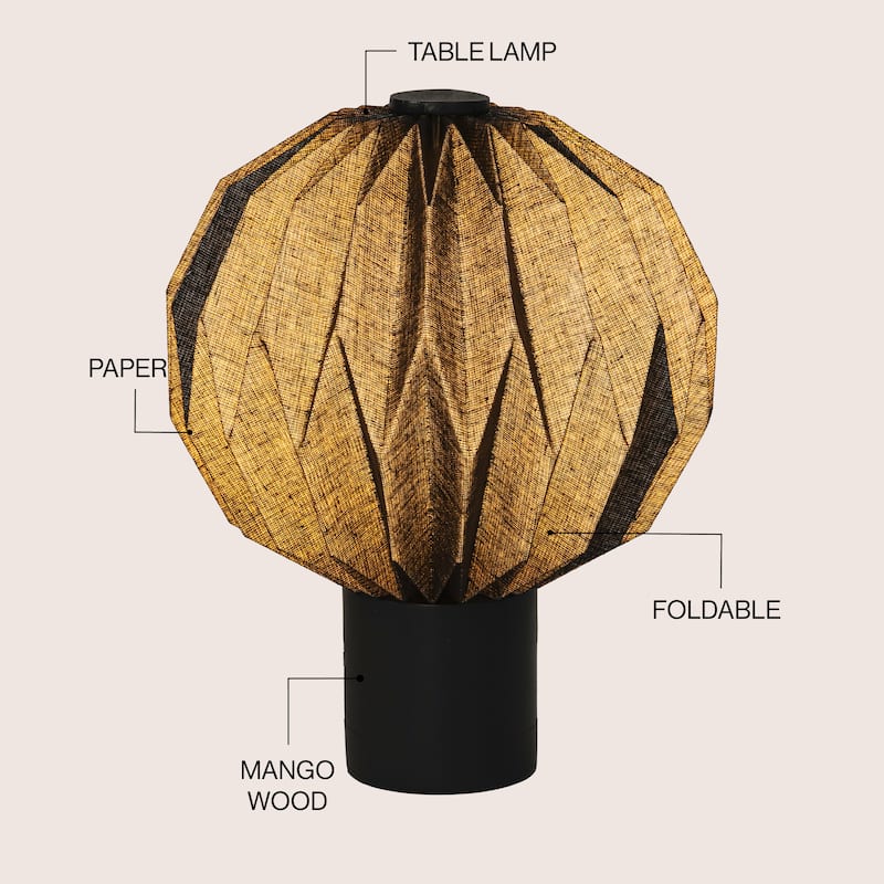 Quincy 11" Modern Minimalist Paper Pleated Orb Accent LED Table Lamp