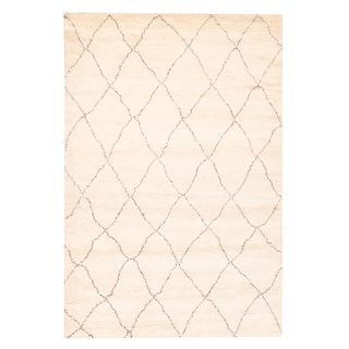 ECARPETGALLERY Hand-knotted Tangier Cream Wool Rug - 6'8 x 9'9