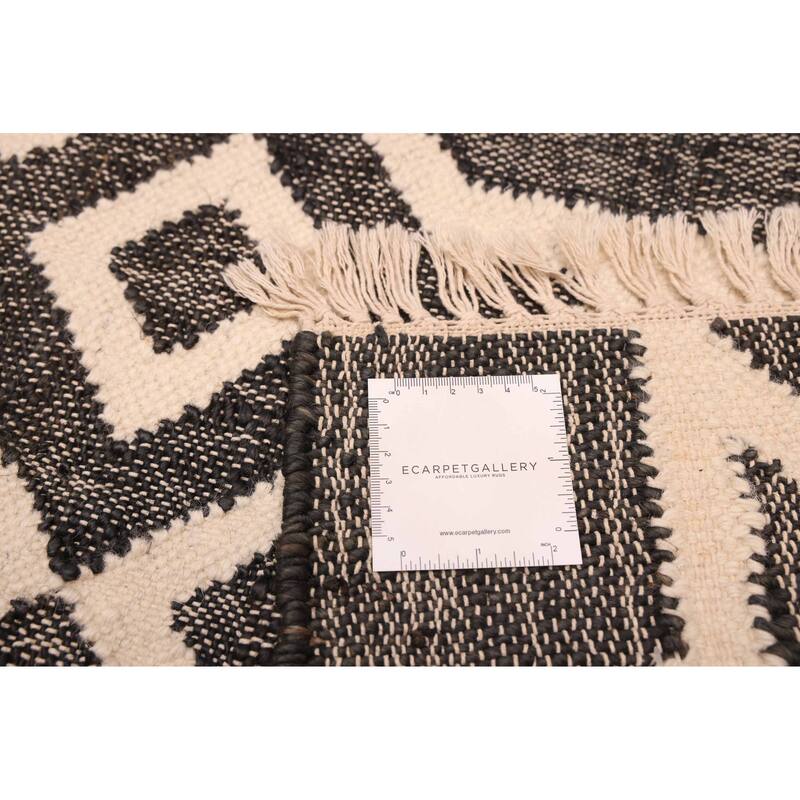 ECARPETGALLERY Flat-Weave Palas Denizli Black, White Kilim - 5'4 x 7'8