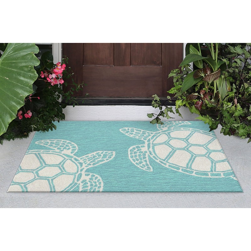 Liora Manne Capri Turtle Indoor/Outdoor Rug - 1'8" x 2' 6" - Aqua