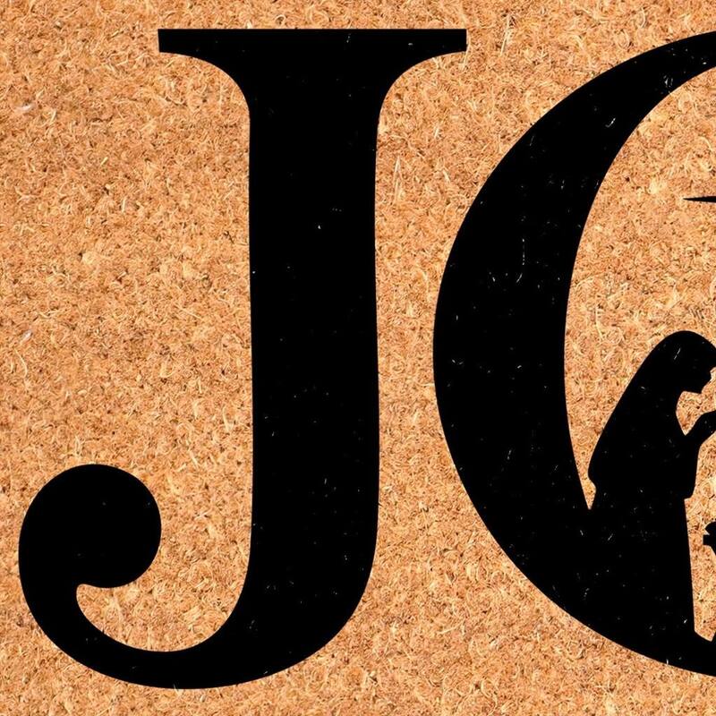 HomeRoots 17" X 29" Brown And Black Christmas Outdoor Coir Door Mat - 17.00' X '29.00