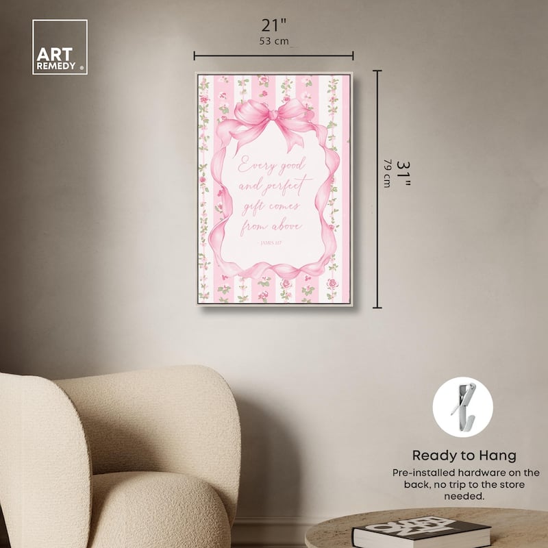 Good and Perfect Gift Bow Canvas by Art Remedy