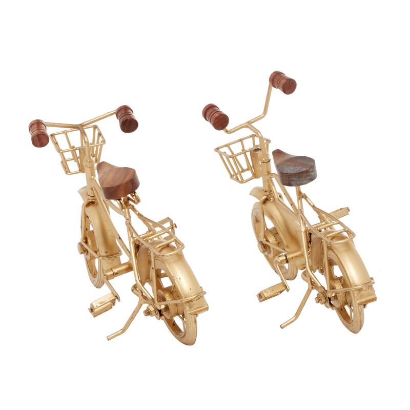 Metal Bike Sculpture with Wood Accents - Set of 2 Black - Roche River Decor - Black or Gold