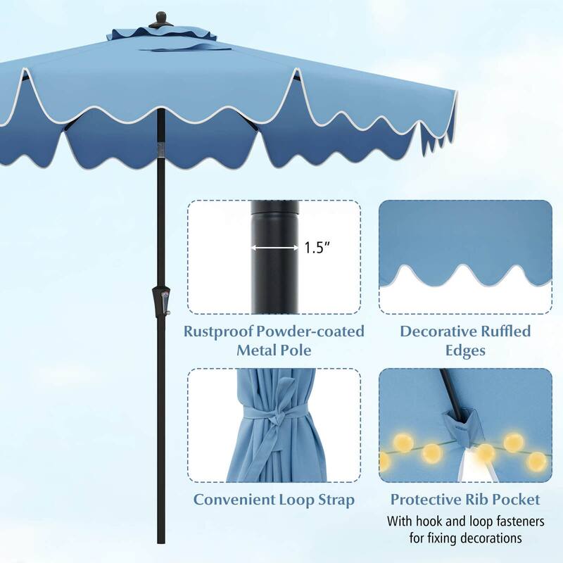 Costway 9 FT Patio Umbrella 2-Tier Market Table Umbrella with