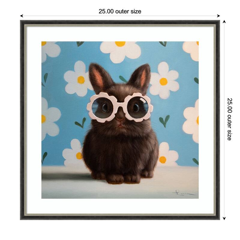 Flower Child by Lucia Heffernan Wood Framed Wall Art Print - Theo Black Silver Narrow - 25 x 25 in