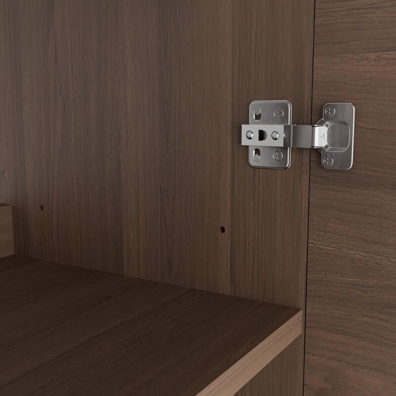 GDFStudio - Sebastian 30-Inch Modern Bathroom Vanity with Ceramic Sink and Slatted Door Storage Cabinet