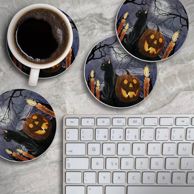 CounterArt Midnight Magic Absorbent Stone Tumbled Tile Coaster Set of 4 Made in The USA Protective Cork Backing