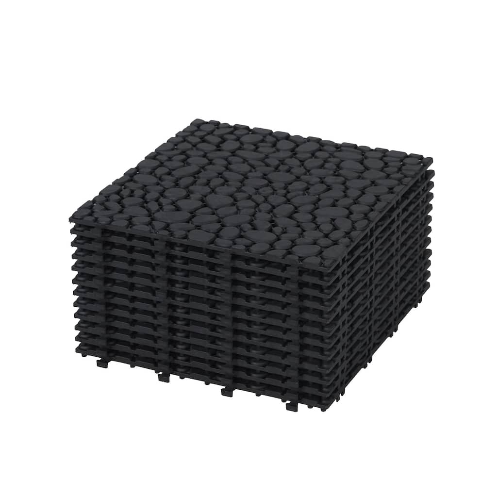 12 x 12 Inch Interlocking Deck Tiles Plastic Waterproof Outdoor All Weather Anti-slip Weight Capacity Upto 440 LBS, Pack of 12