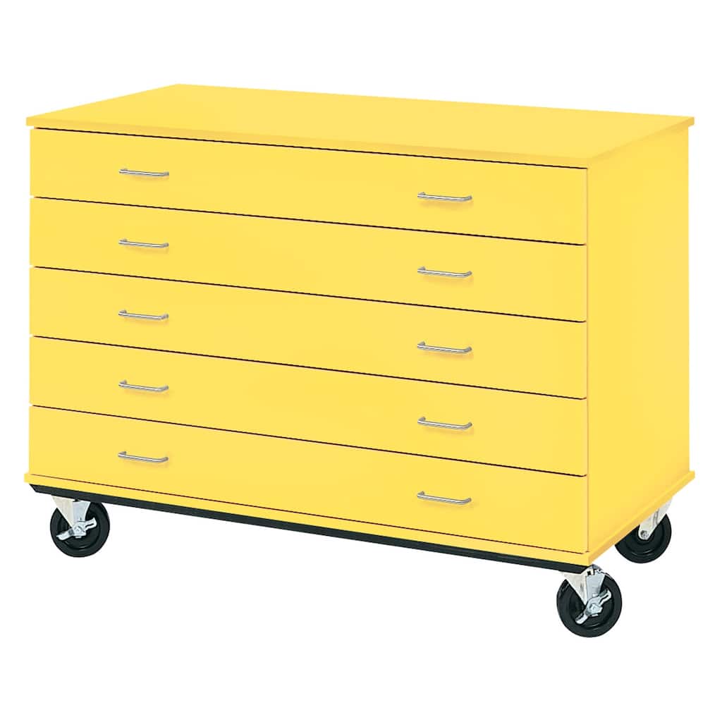 Mobile 5-Drawer Storage Cabinet - 36" Tall Rolling Cart - Locking File Cabinet - 24" Deep
