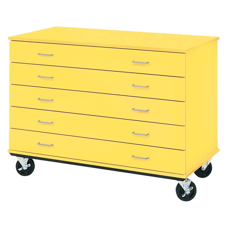 Tall Five Drawer Rolling Storage Cabinet - 36" Mobile Locking Unit - 24" Deep