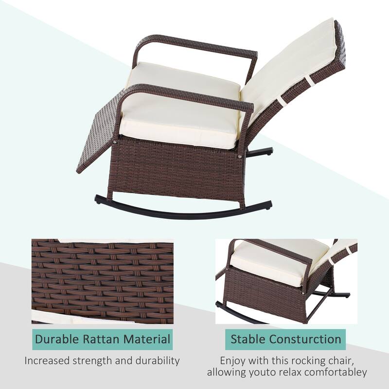 Outsunny Wicker Outdoor Rocking Chair (Excluding the table) - Brown
