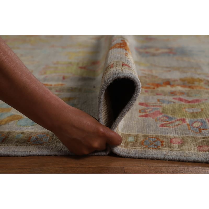 Hand Knotted Oriental 100% Wool Carpet Transitional All-Over Greys & Charcoal Oushak Area Rug - 9' 10'' X 8' 1''