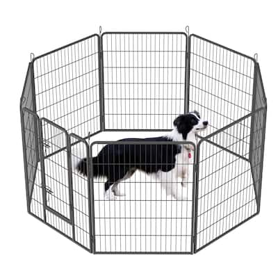 40" Heavy Duty Outdoor Dog Playpen - 8-Panel Metal Fence with Doors for Large Dogs, Ideal for Yard, Camping & Temporary Use