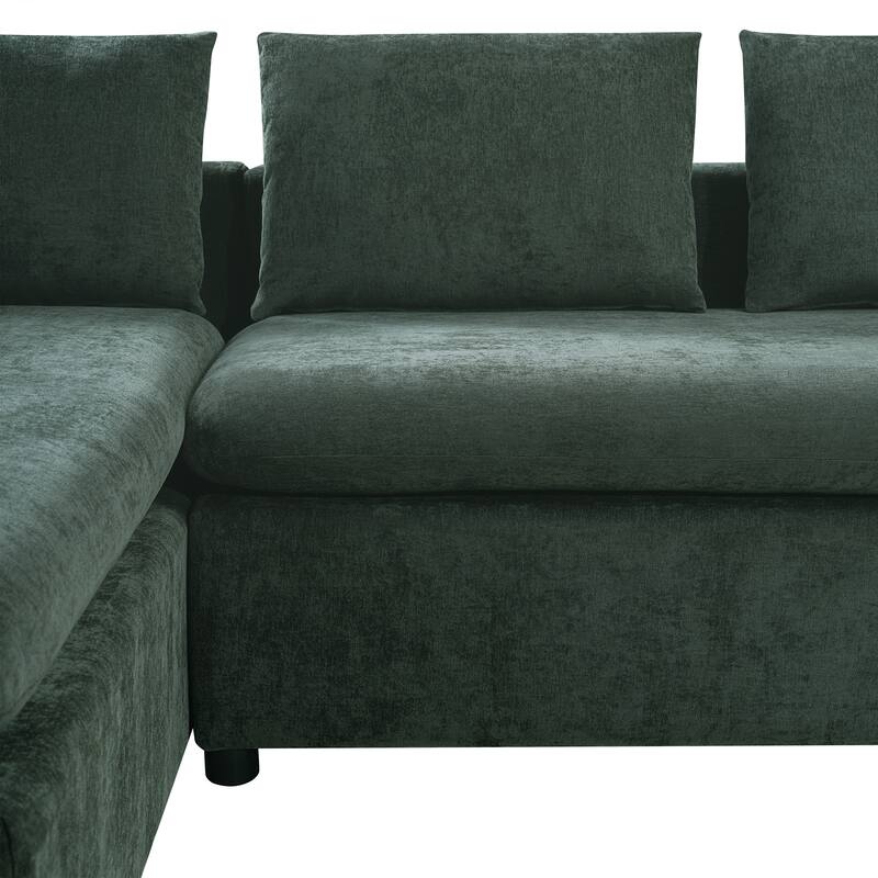 Roomfitters 93.7" L-Shaped Upholstered Sectional Sofa with Wooden Storage Compartment