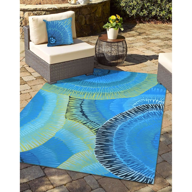 Liora Manne Visions IV Cirque Indoor/Outdoor Pillow Caribe 20" x 20"