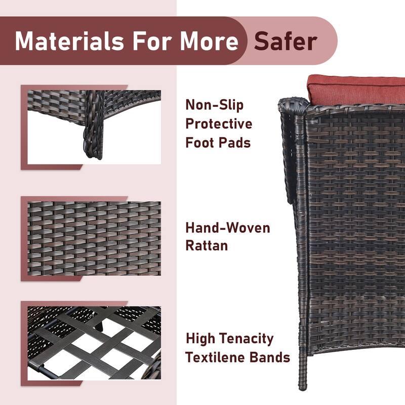 Outdoor Patio Chairs with Sofa Table Brown-Red - Brown