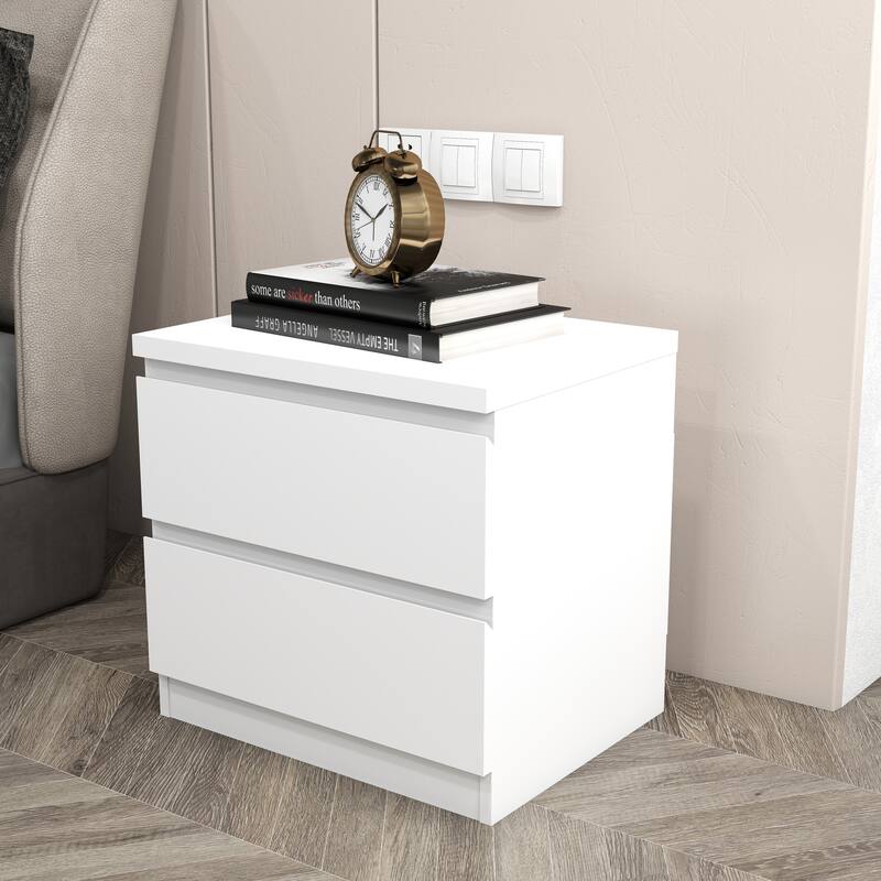 19.7"Nightstand with 2 Drawers, Beside Table with Drawers Handle Free Design,Thickened Top Plate, for Bedroom,Living Room