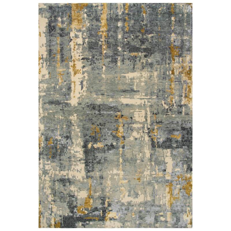 Alora Decor Noble Abstract Hand-knotted Wool Blend Rug - 8' x 10' - Gold