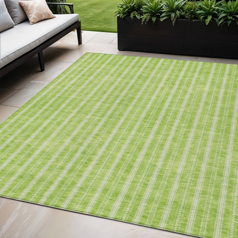 HomeRoots Striped Transitional Rectangle Outdoor Rug