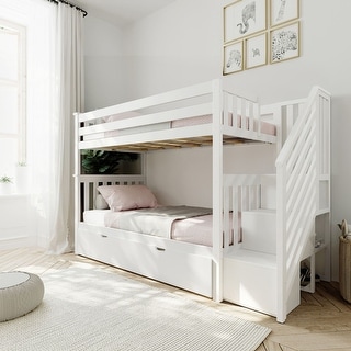 Max and Lily Twin over Twin Staircase Bunk with Trundle