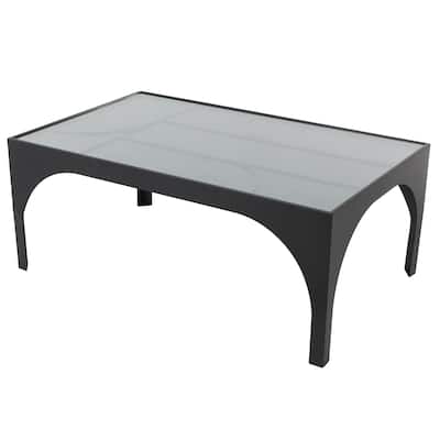 Metal Geometric Accent Table with Glass Top - Black - Roche River Decor