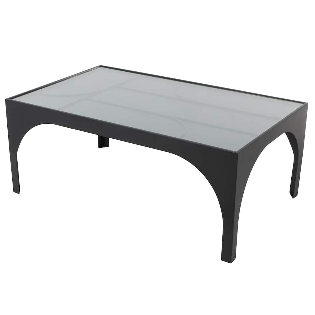Metal Geometric Accent Table with Glass Top - Black - Roche River Decor