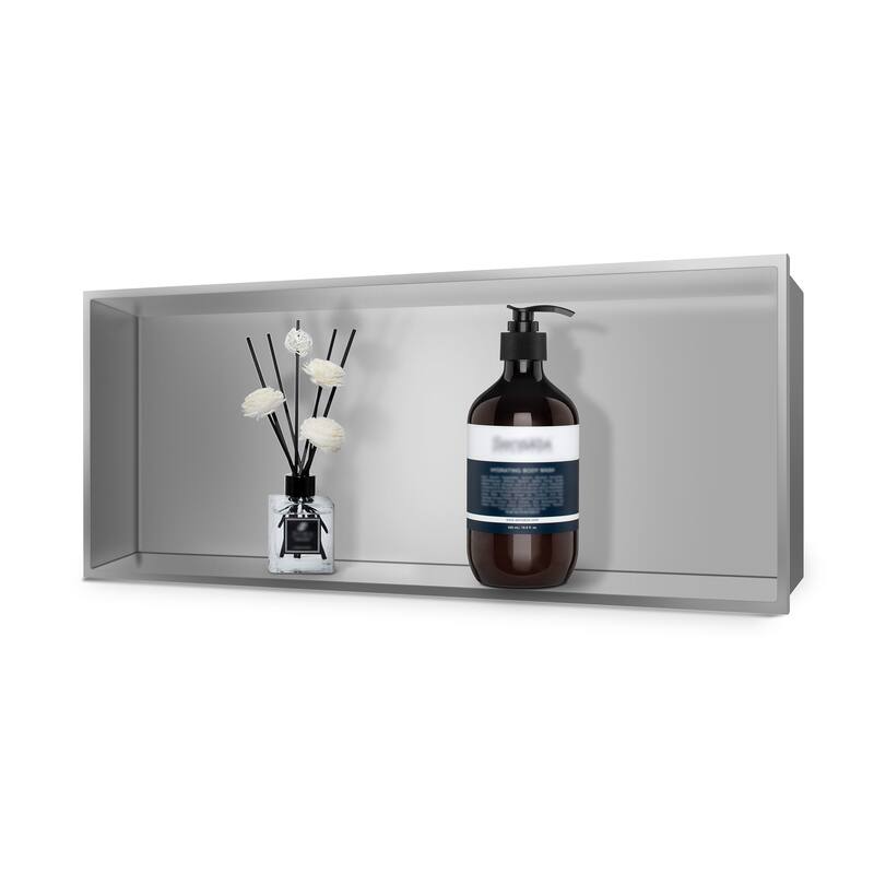 WIZ 24-inch W x 12-inch H x 4-inch D Stainless Steel Shower Niche - Clear