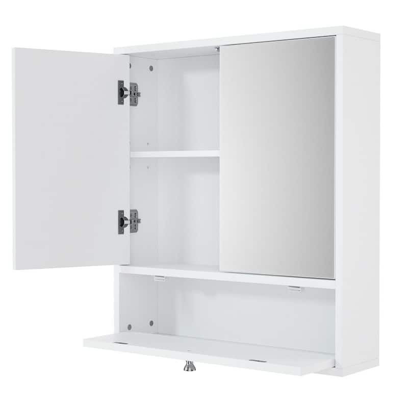 Costway Bathroom Cabinet Medicine Cabinet Double Mirror Door Wall - White